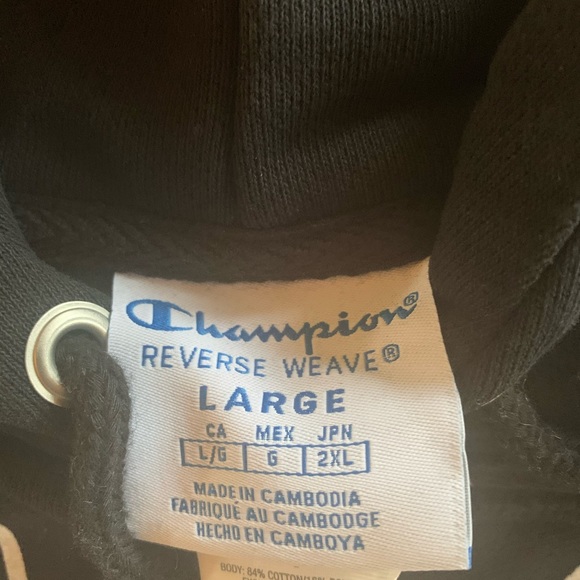 Champion Reverse Weave All Over Print Hoodie Black - Picture 3 of 4
